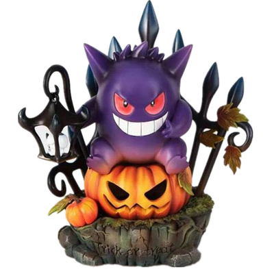 Anime Gengar Halloween Ghost Pumpkin Lantern Solar Light Crafts Figure Moon Shadow Statue