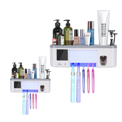 ABS Uv Toothbrush Sanitizer Holder Toothpaste Dispenser Multifunctional Storage Rack USB Charging