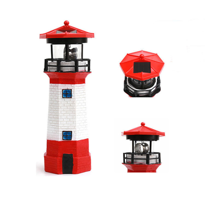 RoHS Solar Gift Light LED Resin Solar Lighthouse With Rotating Beacon