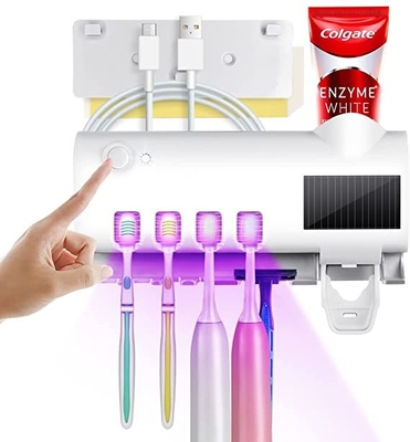 Bathroom Solar Energy UV Toothbrush Holder Toothpaste Dispenser Multi Function