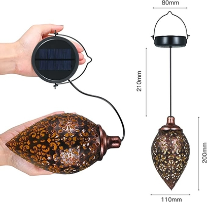 Hanging Outdoor Solar Light IP44 Waterproof Solar Garden Light Metal Forged Retro Lantern