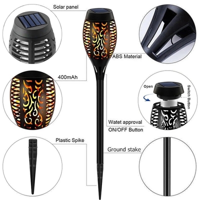 12LED 33LED Solar Flame Flashlight Outdoor Flashing Waterproof Solar LED Light