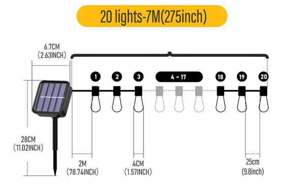 LED Outdoor String Lights With Shatterproof Bulbs Garden Hanging Backyard Lights
