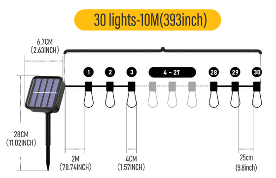 LED Outdoor String Lights With Shatterproof Bulbs Garden Hanging Backyard Lights