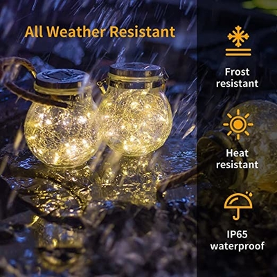 3.7V Garden Hanging Solar Light Outdoor 7 Colors Cracked Glass Ball