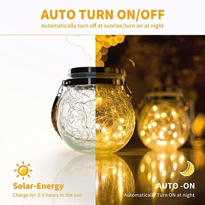 3.7V Garden Hanging Solar Light Outdoor 7 Colors Cracked Glass Ball