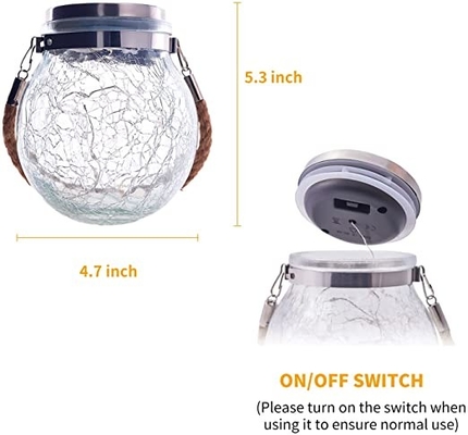 3.7V Garden Hanging Solar Light Outdoor 7 Colors Cracked Glass Ball