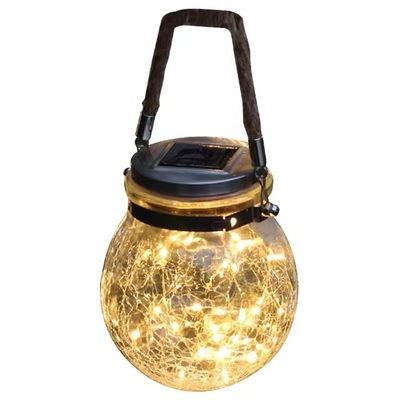 3.7V Garden Hanging Solar Light Outdoor 7 Colors Cracked Glass Ball