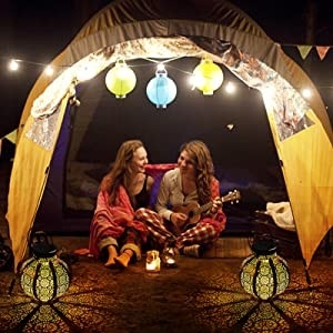 3500K Large Outdoor Solar Lanterns Metal Retro Hanging Solar Lamp