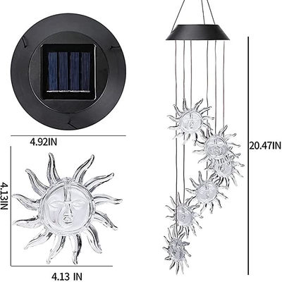 Wind Chime 2700K Solar LED Garden Lights Sun Shape Decorative Light