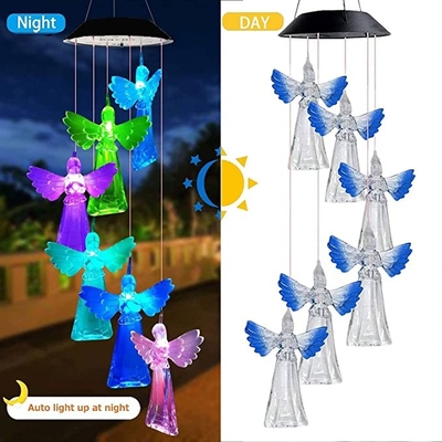 60lm Solar Wind Chime Light Color Changing 2700K Soft Warm White
