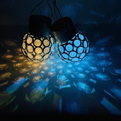 Solar garden light new hollow decorative hanging ball led light glass ball