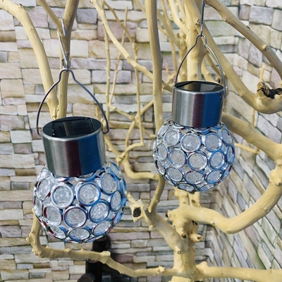 Solar garden light new hollow decorative hanging ball led light glass ball