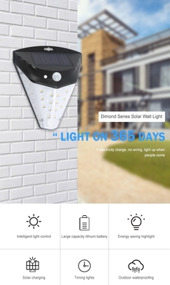 Large Wide Angle 42led Solar Powered LED Wall Light 2700K For Garden Courtyard