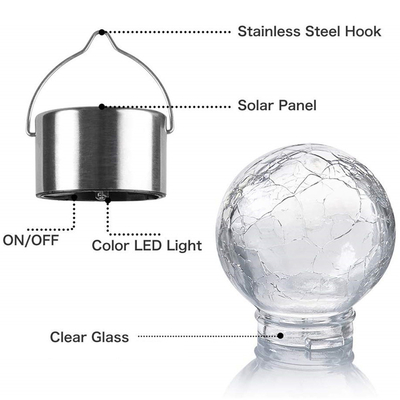 Outdoor Decorative Cracked Glass Ball Light Solar Waterproof Ball Light With Handle