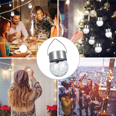 Outdoor Decorative Cracked Glass Ball Light Solar Waterproof Ball Light With Handle