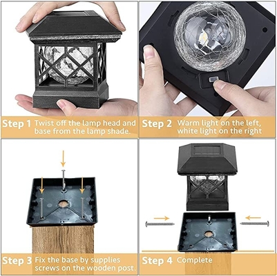Solar Powered Fence Post Cap Lights Waterproof Square Solar Powered Deck Post Cap Lights