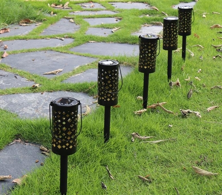 Iron Hollow Solar Lanterns For Outside Star Moon Retro Light Terrace Path Decoration IP66