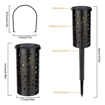 Iron Hollow Solar Lanterns For Outside Star Moon Retro Light Terrace Path Decoration IP66