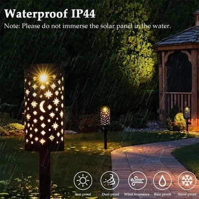 Iron Hollow Solar Lanterns For Outside Star Moon Retro Light Terrace Path Decoration IP66