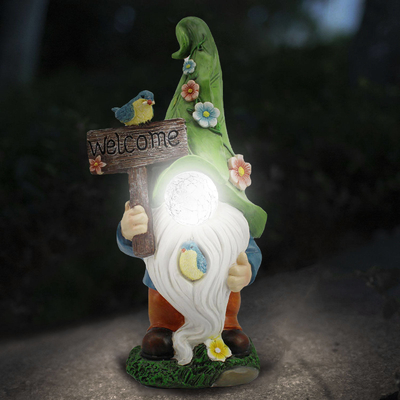 Solar Light Crafts Panel Garden Statue Dwarf Solar Gift Lamp