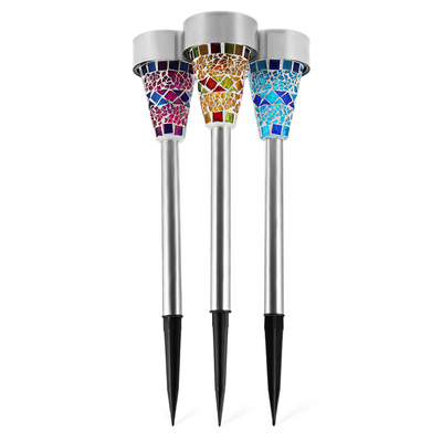 2V 40mAh Stainless Steel Mosaic Solar Garden Lights Stained Glass