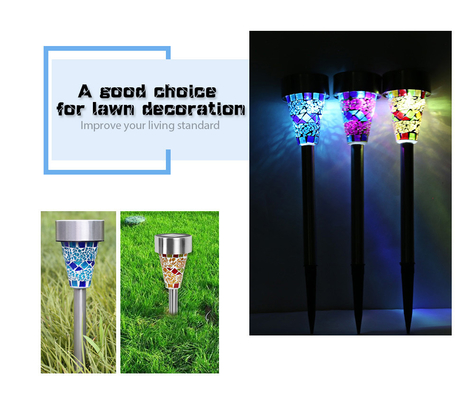 2V 40mAh Stainless Steel Mosaic Solar Garden Lights Stained Glass