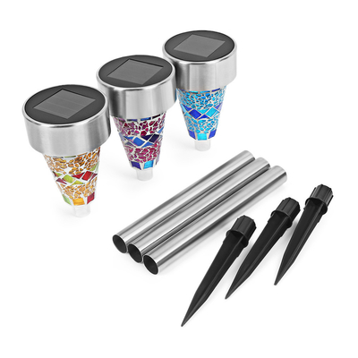 2V 40mAh Stainless Steel Mosaic Solar Garden Lights Stained Glass