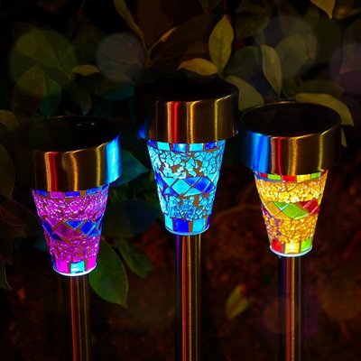 2V 40mAh Stainless Steel Mosaic Solar Garden Lights Stained Glass