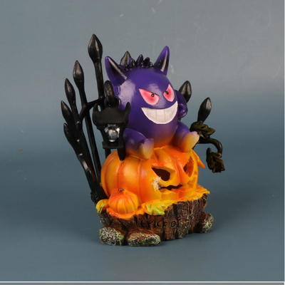 Anime Gengar Halloween Ghost Pumpkin Lantern Solar Light Crafts Figure Moon Shadow Statue