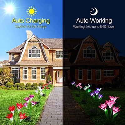 RoHS Outdoor Solar Courtyard Light Waterproof Lily Lawn / Wedding Decoration Lights 2700K