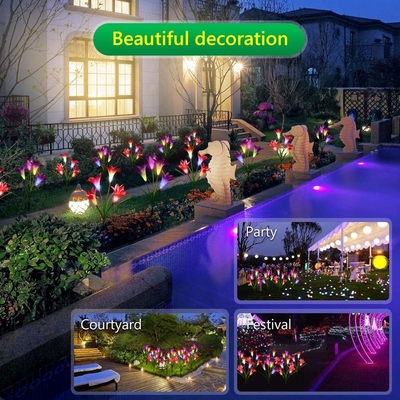 RoHS Outdoor Solar Courtyard Light Waterproof Lily Lawn / Wedding Decoration Lights 2700K