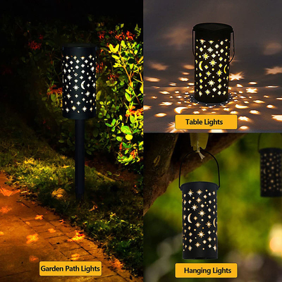 Waterproof Decorative Solar LED Garden Lights Star Moon Hollow Light 6000K