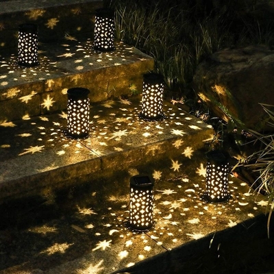 Waterproof Decorative Solar LED Garden Lights Star Moon Hollow Light 6000K