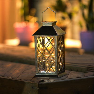 Garden LED Solar Powered Outdoor Lanterns Copper Wire String Waterproof Outdoor Pendant Light