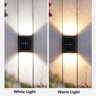 2/6LED Up And Down Solar Powered LED Wall Light Stair Aisle Outdoor Garden Decoration