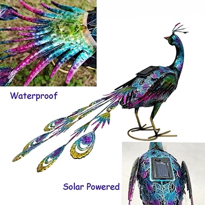 Outdoor Solar Metal Peacock Statue solar powered craft lights Backyard Party Wedding Decor