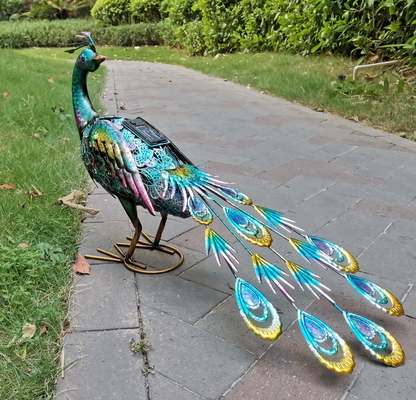 Outdoor Solar Metal Peacock Statue solar powered craft lights Backyard Party Wedding Decor