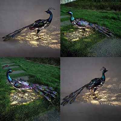 Outdoor Solar Metal Peacock Statue solar powered craft lights Backyard Party Wedding Decor