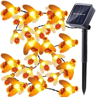 Solar Powered Honey Bee Fairy String Lights 20 LEDs For Outdoor Garden