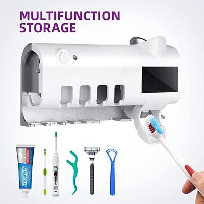 Bathroom Solar Energy UV Toothbrush Holder Toothpaste Dispenser Multi Function