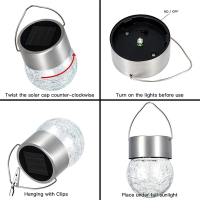 IP65 Solar Crackle Light Waterproof Decoration Glass Ball Chandelier