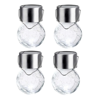 IP65 Solar Crackle Light Waterproof Decoration Glass Ball Chandelier