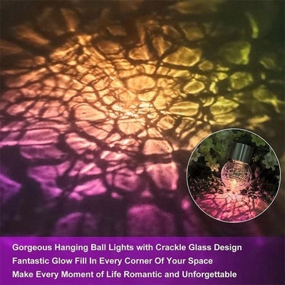 IP65 Solar Crackle Light Waterproof Decoration Glass Ball Chandelier