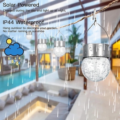IP65 Solar Crackle Light Waterproof Decoration Glass Ball Chandelier