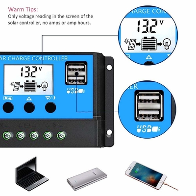 LCD Display Solar Controller Regulator 12V / 24V 60A 50A 40A 30A 20A 10A PWM USB 5V